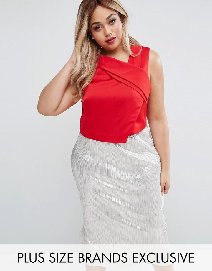 Coast Plus Wrap Detail Top - Red