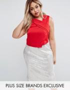 Coast Plus Wrap Detail Top - Red