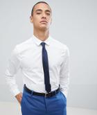Asos Design Skinny Shirt In White With Navy Tie Save - White