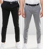 Asos 2 Pack Super Skinny Smart Pants In Black And Gray Save - Multi