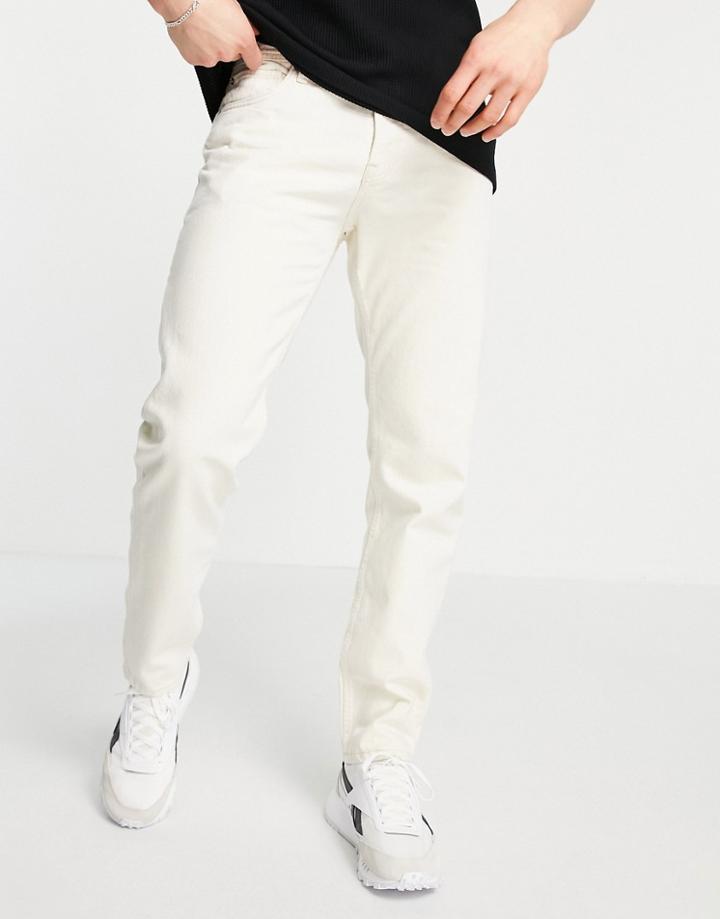 Jack & Jones Intelligence Mike Straight Fit Jeans In Ecru-neutral