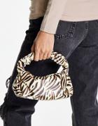 Svnx Pu Leather Scrunch Shoulder Bag In Animal Print-brown