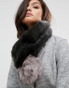 Bandits Premium Faux Fur Cross Through Scarf - Gray