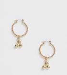 Reclaimed Vintage Inspired Hoop Earrings With Cherries - Gold
