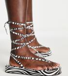 Public Desire Wide Fit Beachbabe Flatform Sandals In Zebra Print-multi