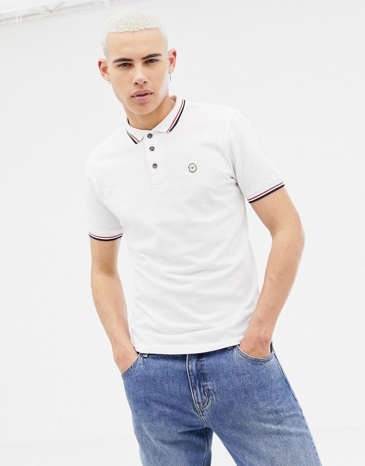 Le Breve Tipping Slim Fit Polo Shirt-white
