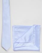 Asos Wedding Tie And Pocket Square Pack In Soft Blue - Blue