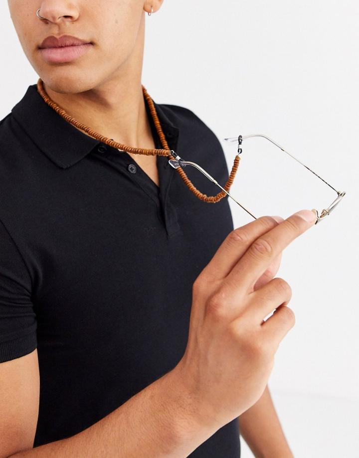 Asos Design Beaded Sunglasses Chain In Brown