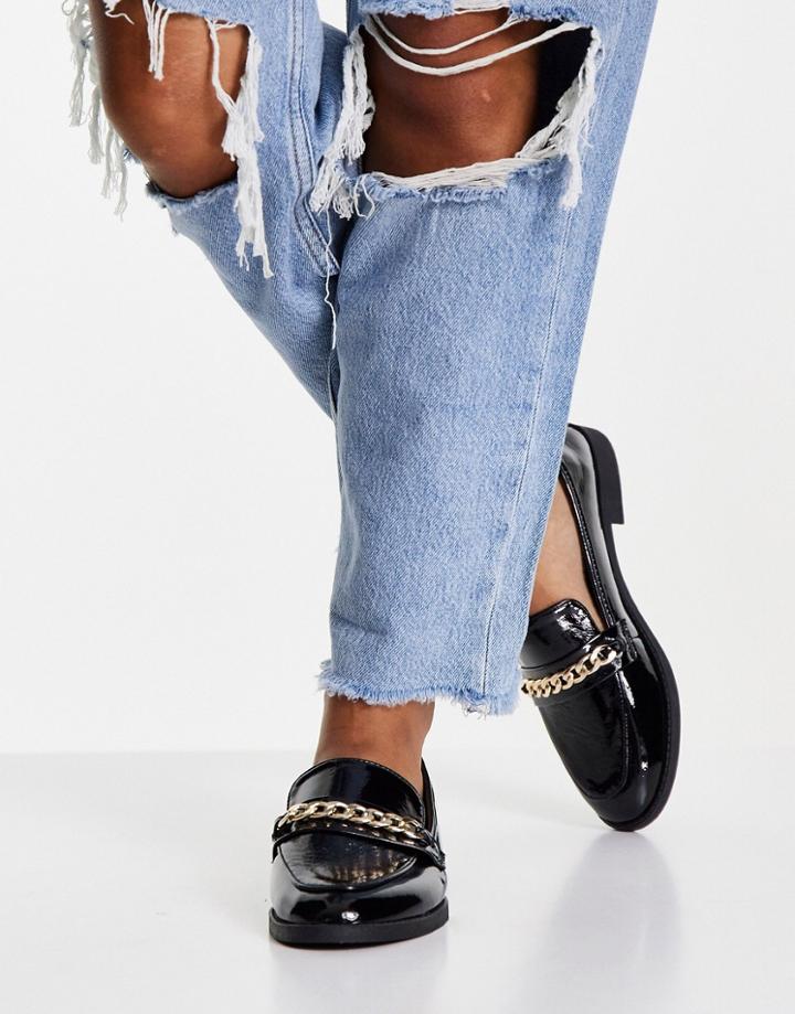 Miss Selfridge Layla Black Patent Buckle Loafer