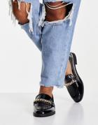 Miss Selfridge Layla Black Patent Buckle Loafer