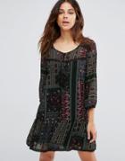 Only Parki Boho Printed Drop Waist Dress - Black