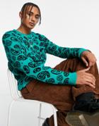 Bolongaro Trevor Paisley Printed Crew Neck Sweater-blues