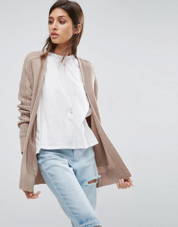 Asos Ultimate Chunky Knit Cardigan - Stone