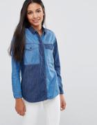 Pepe Jeans Jerry Patchwork Denim Shirt - Blue
