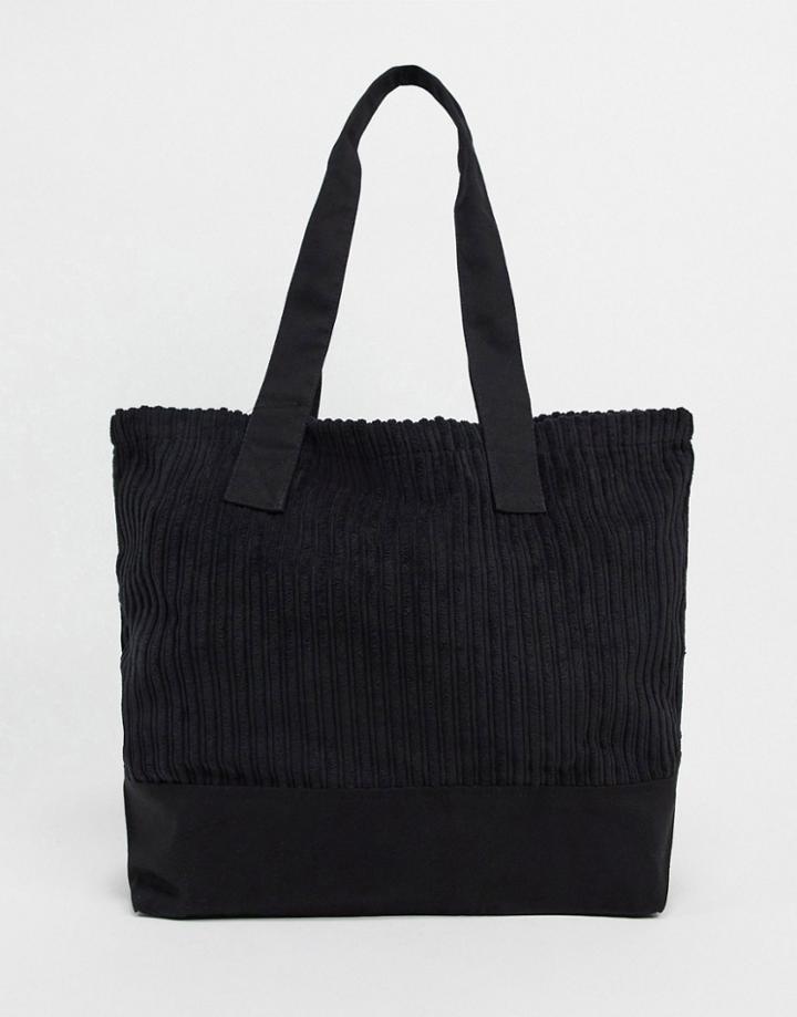 Asos Design Oversized Tote Bag In Black Cord