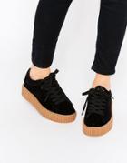 Truffle Collection Flatform Creeper Sneakers - Black Suede