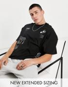 Asos Design Oversized T-shirt In Black With Multi-placement Text Prints
