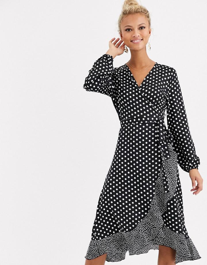Lipsy Polka Dot Wrap Midi Dress