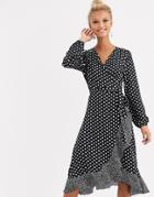 Lipsy Polka Dot Wrap Midi Dress