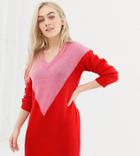 Brave Soul Petite Chevron Sweater Dress-red