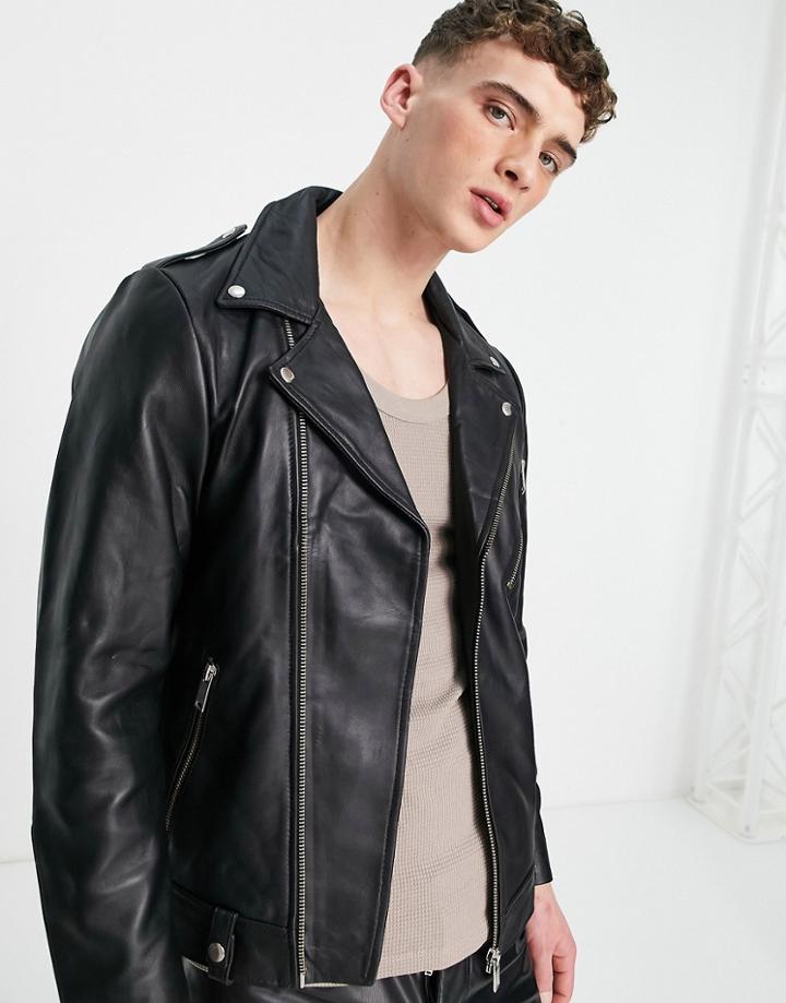 Bolongaro Trevor Johnny Biker Leather Jacket-black
