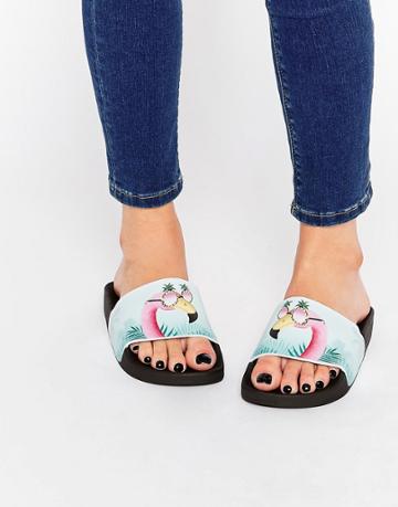 Thewhitebrand Cool Flamingo Slider Flat Sandals - Multi