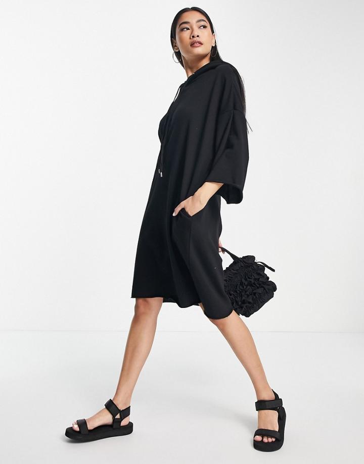 Dr Denim Violetta Hooded Sweats Dress In Black