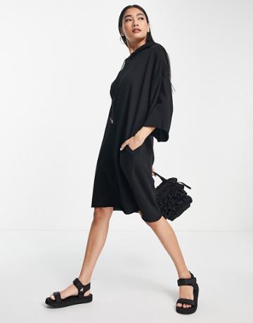 Dr Denim Violetta Hooded Sweats Dress In Black