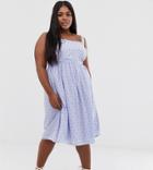Junarose Embroidered Detail Cami Smock Midi Dress - Blue