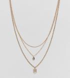 Asos Design Curve Multirow Necklace With Vintage Style Icon Pendants And Mixed Chains In Gold - Gold