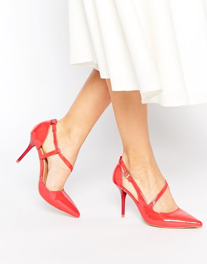 Ravel Strap Point Heeled Shoes - Coral