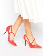 Ravel Strap Point Heeled Shoes - Coral
