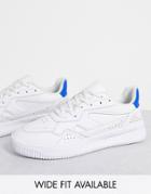 Asos Design Faux Leather Sneakers In White With Blue Back Tab