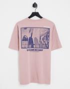 Only & Sons Oversized Surf Print T-shirt In Woodrose Pink