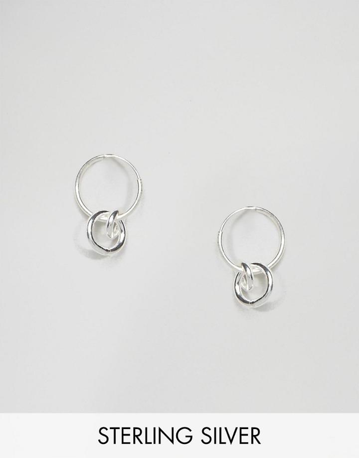 Asos Sterling Silver 9mm Hoop Circle Earrings - Silver