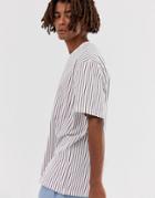 Brooklyn Supply Co Relaxed T-shirt With Vertical Red Stripes In White - White