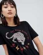 Pieces Jaguar Print T-shirt - Black