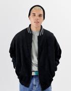 Collusion Oversized Cord Bomber Jacket In Black - Red
