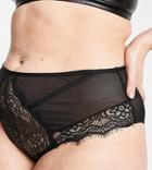 Asos Design Curve Sharron Delicate Lace High-waist Knicker In Black