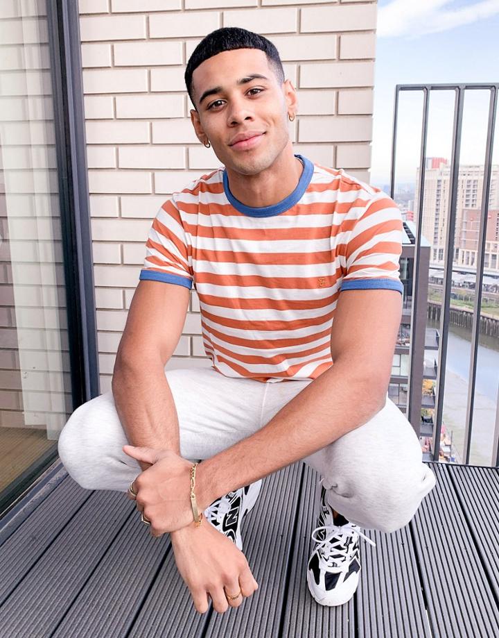 Farah Belgrove Stripe T-shirt-orange