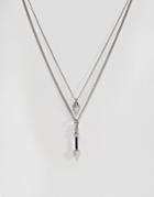 Asos Double Layer Necklace With Arrow Pendant - Silver