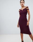 Ax Paris Double Strap Pencil Midi Dress-purple