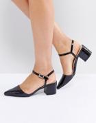 Truffle Collection Wrap Ankle Point Toe Kitten Heel Shoe - Black