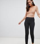 New Look Slim Leg Pants With Pinstripe-black