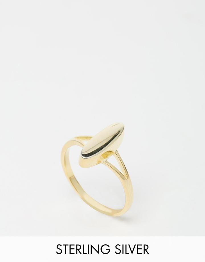 Asos Gold Plated Sterling Silver Oval Ring - Gold