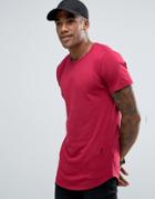Religion Washed T-shirt With Curved Hem - Red
