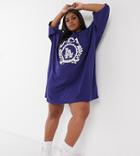 Asos Design Curve Oversized T-shirt Dress In Navy With Usa Logo