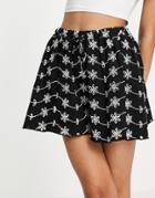 Asos Design Broderie Flippy Short In Black And White Embroidery