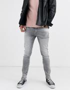 Asos Design 12.5oz Skinny Jeans In Washed Gray