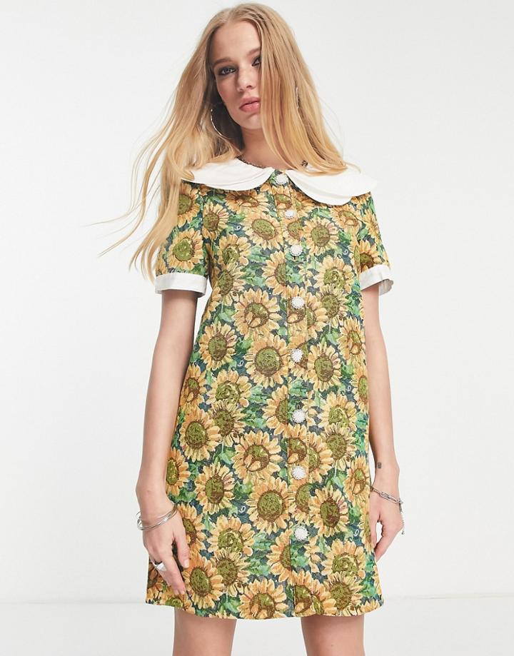 Sister Jane Shift Dress In Sunflower Jacquard-yellow